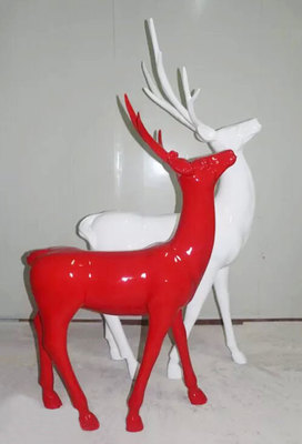 深圳金融公司定制玻璃钢动物雕塑鹿装饰美化公司-方圳玻璃钢雕塑